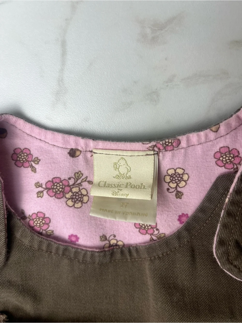 Vintage Classic Pooh Disney Toddler Girls 2T Cotton Jumper Dress Brown Y2K